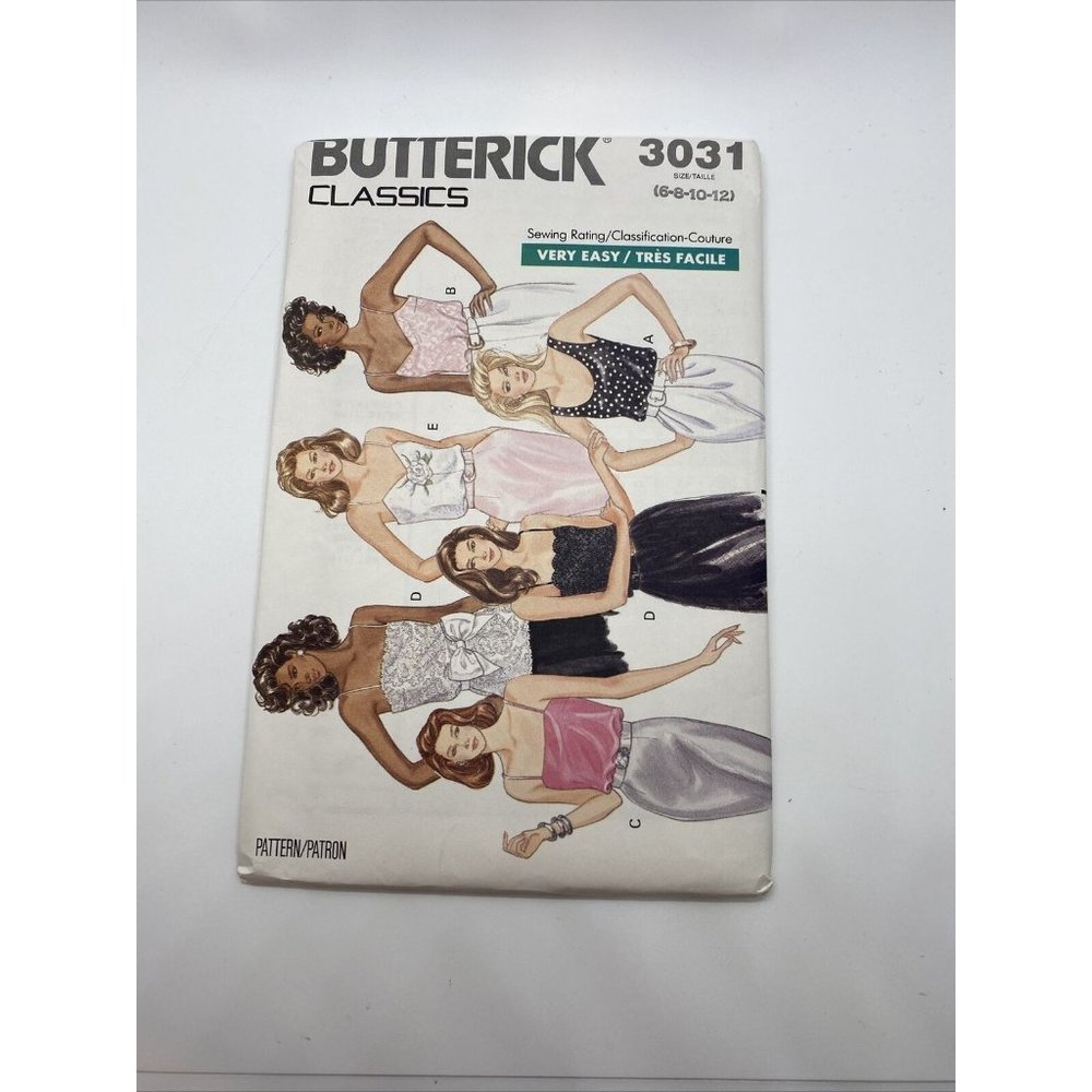 Butterick 3031 Women's Ladies Teens Tank Top Size 6-12 Misses Uncut Vintage